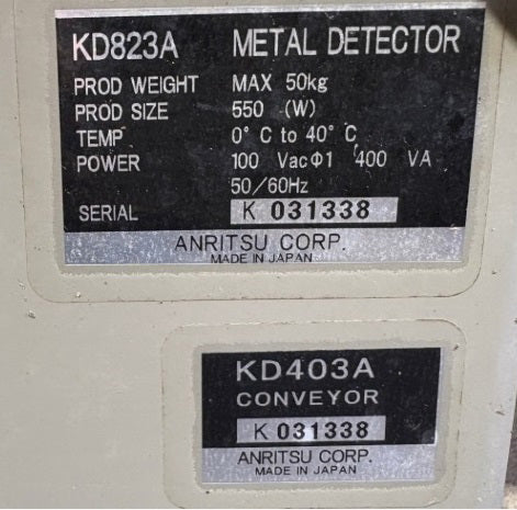 Anritsu KD823AW Metal Detector Non-Waterproof 350mm Height 550mm Belt Width [v1242399208]