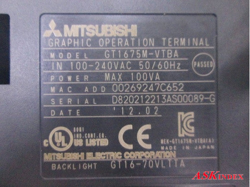 Mitsubishi Electric GT1675M-VTBA Display Unit [w1151292055]