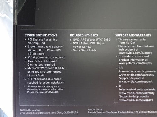 NVIDIA GEFORCE RTX 3080 Founders Edition Graphics Card 10GB GDDR6X [k1218902479]