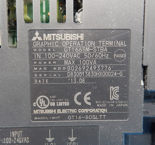 Mitsubishi Electric GT1665M-STBA GOT Display Unit [p1079919537]