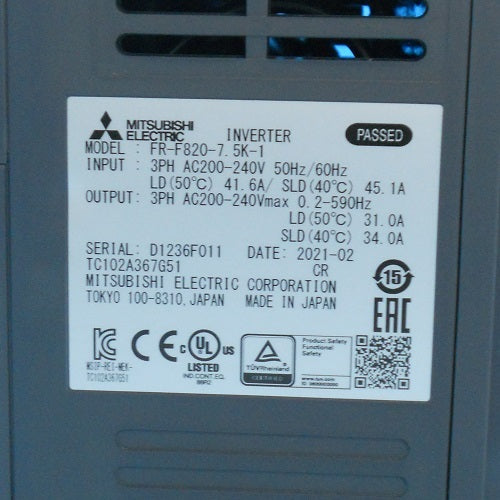 Mitsubishi Electric FR-F820-7.5K-1 Inverter 200V [w1154186886]