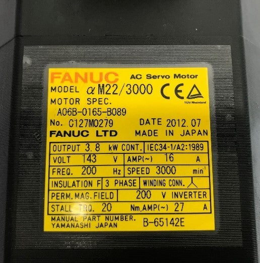 FANUC A06B-0165-B089 Servo Motor [m1146749750]