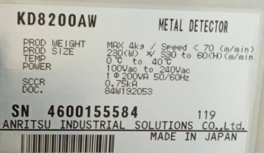 Anritsu KD8200AW Metal Detector for Aluminum Packaging [p1241859481]