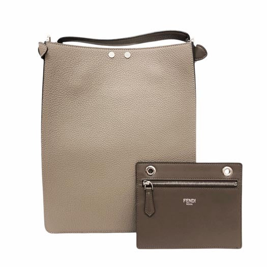 Fendi Peekaboo X-Lite Small Shoulder Bag Leather Greige [c1247827548]