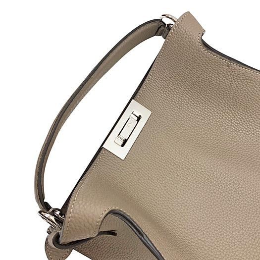 Fendi Peekaboo X-Lite Small Shoulder Bag Leather Greige [c1247827548]