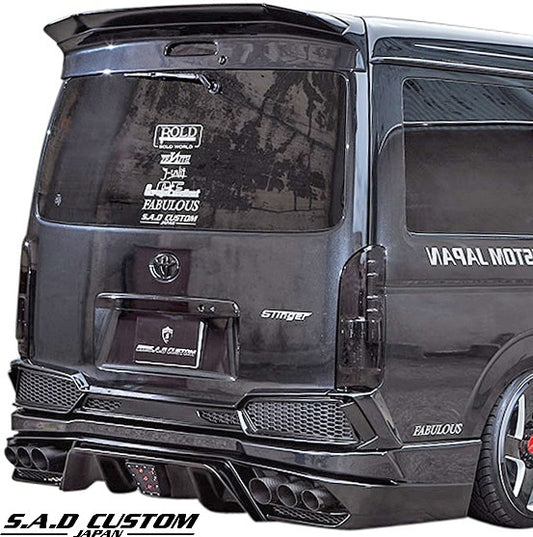 Toyota 200 Series Hiace Type 4 Wide Body S.A.D Custom Japan Stinger Rear Bumper FRP Unpainted Aero [e1084365452]