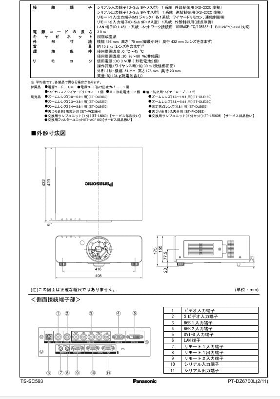 Panasonic PT-DZ6700L Projector 6000 Lumens 50-600 inch Projection Size [t1181400796]