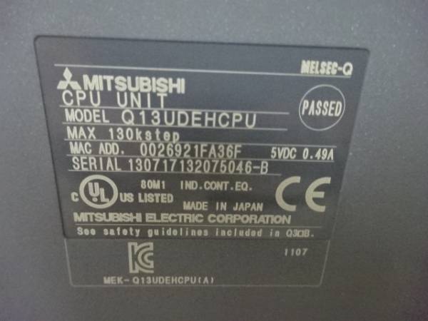 Mitsubishi Electric Q13UDEHCPU PLC CPU [k356730029]