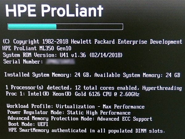HPE Proliant ML350 Gen10 Xeon Gold 6126 Server 1.2TB HDD 24GB Memory [t1211022212]