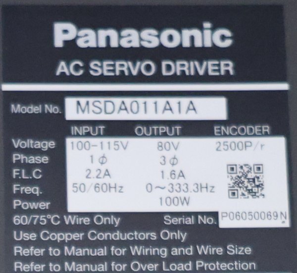 Panasonic MSDA011A1A AC Servo Driver [g1186474685]