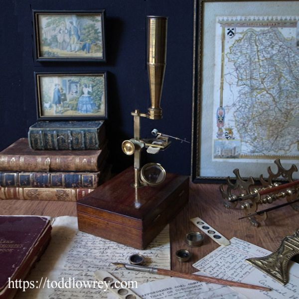 CARY-GOULD British Antique Assembled Microscope Brass in Wooden Box [c1197222741]