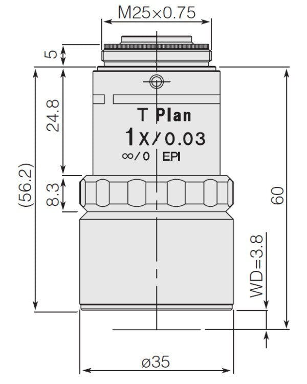 Nikon MUE12010 T Plan 1xEPI Objective Lens NA 0.03 WD 3.8mm OFN 25 [s1245991181]