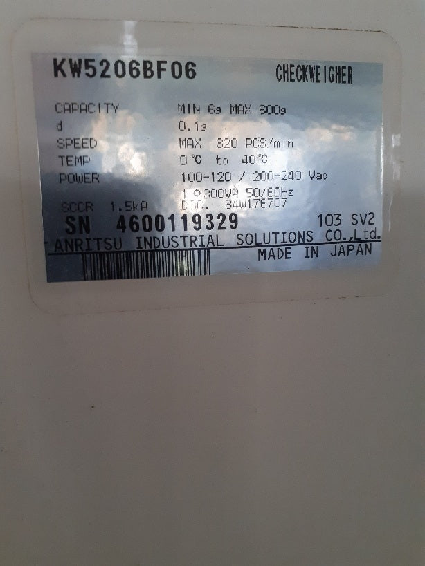 Anritsu Conveyor Checkweigher 0.6-600g Belt Width 160mm [q1239726630]