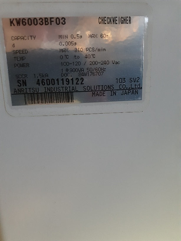 Anritsu Checkweigher 0.5-60g Belt Width 160mm [h1239734887]