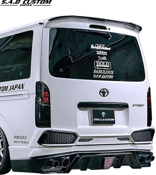 TOYOTA 200 Hiace Type 4 S.A.D CUSTOM JAPAN STINGER Rear Bumper with Carbon Muffler FRP Aero Stinger [r1107228771]