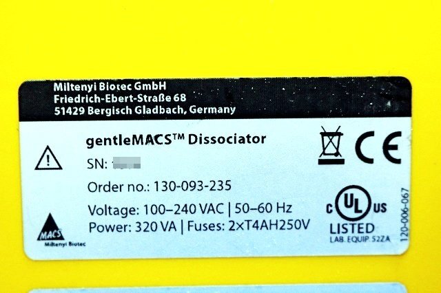 Miltenyi Biotec gentleMACS Octo Dissociator with Heaters Environmental Measuring Instrument L465×W285×H185mm 11kg 20-4000rpm [g1226919576]