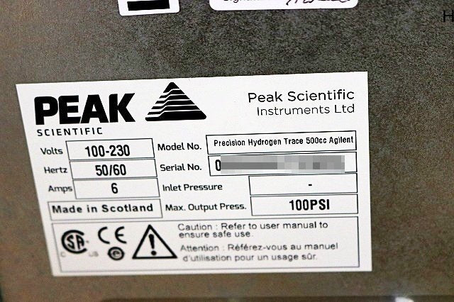 Peak Scientific Precision Hydrogen Trace Hydrogen Generator 500cc [t1242403283]