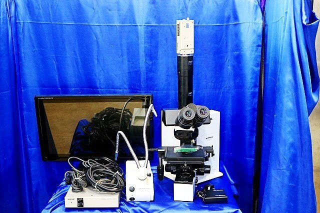 Olympus BX50F Biological Microscope with Sony CCD-IRIS Camera 100W Halogen 2 Objective Lenses (as-is) [k1243026828]