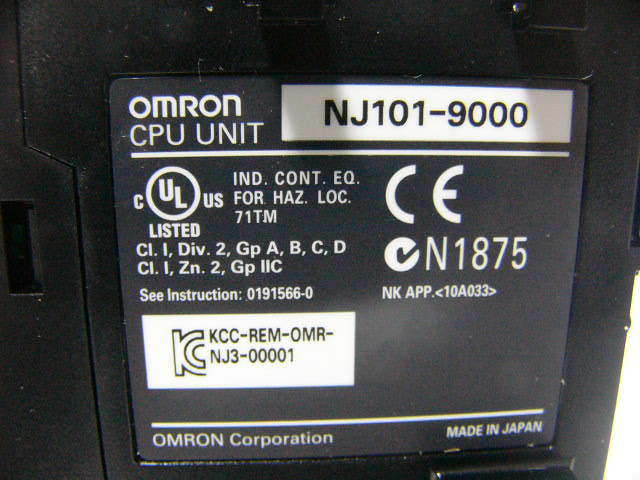 OMRON NJ101-9000 PLC CPU Device High Speed High Precision High Reliability 120/270K [r1114969633]