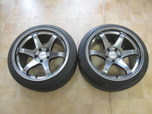 KYOWA TE37 Racing Gunmetal Chrome Wheels 10J PCD114.3 5H 18 inch 2 Pieces Big Caliper Compatible [x1135095768]