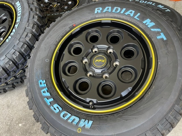 Set of 4 PPX MIL8 MIL:8 Mil Eight 16x6.5J 6/139.7 +38 SGB/Y TOYO Open Country R/T 215/70R16 Black Letter HIACE [v1187132376]