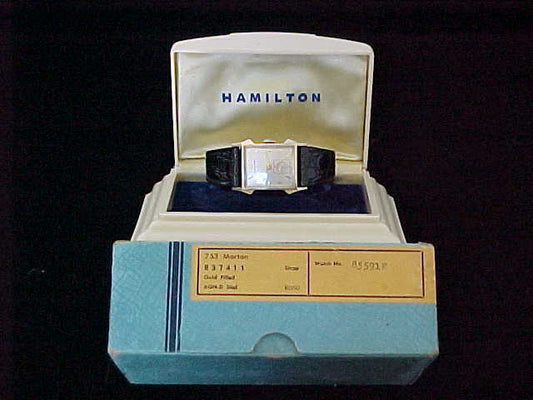 Hamilton 1954 Morton Watch Grasshopper Lugs Signed Case Box Set [s1212237516]