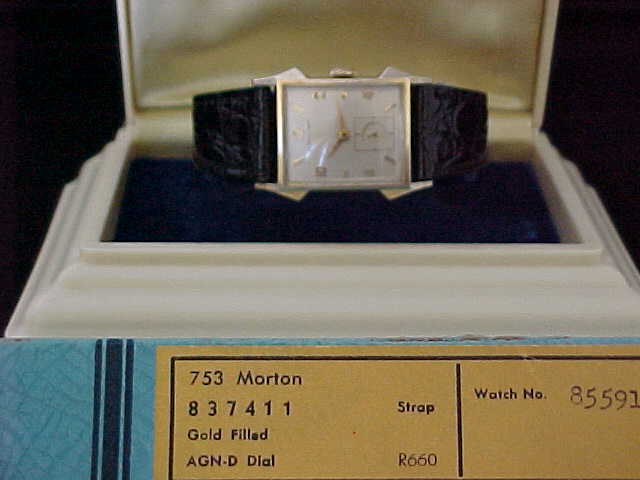 Hamilton 1954 Morton Watch Grasshopper Lugs Signed Case Box Set [s1212237516]