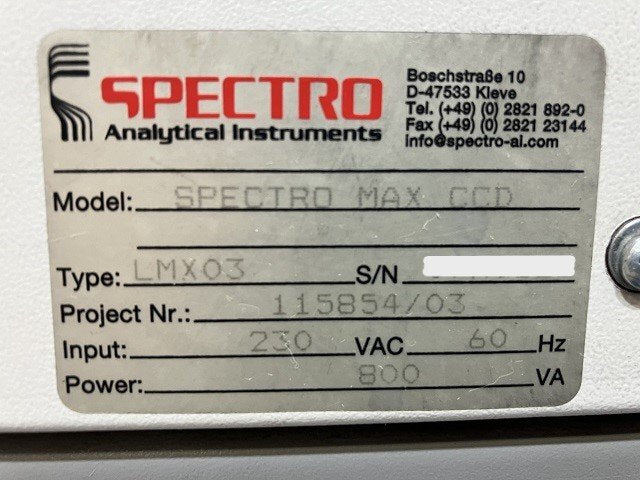 SPECTRO MAX CCD LMX03 Spark Optical Emission Spectrometer [w1241053597]