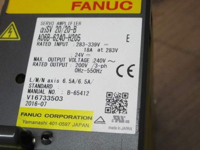 FANUC αiSV 20/20-B A06B-6240-H205 Servo Amplifier (as-is) [k1242749047]