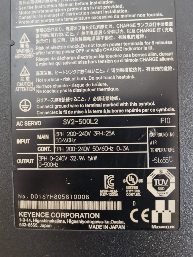 KEYENCE SV2-500L2 AC Servo System [d1102960913]