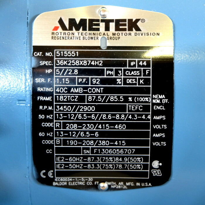 Ametek DR757D89XL Regenerative Blower [x1157998013]