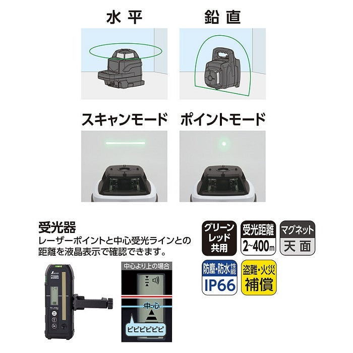 Shinwa Measurement 70849 Spinning Laser HG HV-3 Green Laser Level with Receiver [u1163794337]