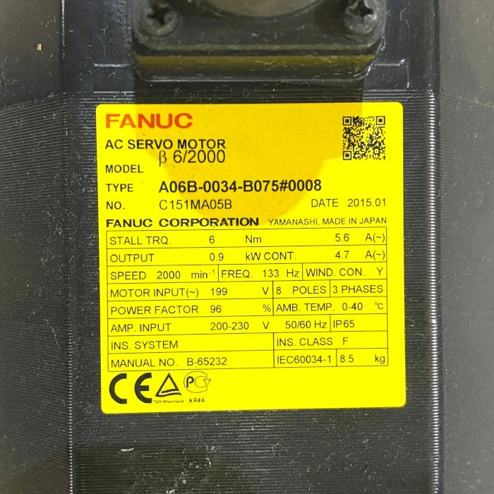 FANUC A06B-0034-B075 AC Servo Motor [x1170514923]