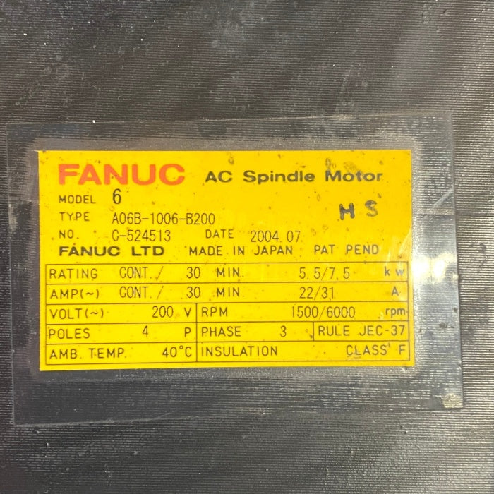 FANUC A06B-1006-B200 AC Spindle Motor [d1176426849]