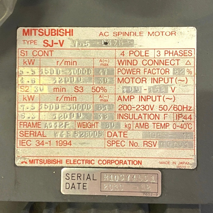 Mitsubishi Electric SJ-V7.5-03ZM Spindle Motor [q1176432567]
