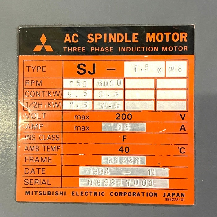 Mitsubishi Electric SJ-7.5XW8 AC Spindle Motor [j1176423582]