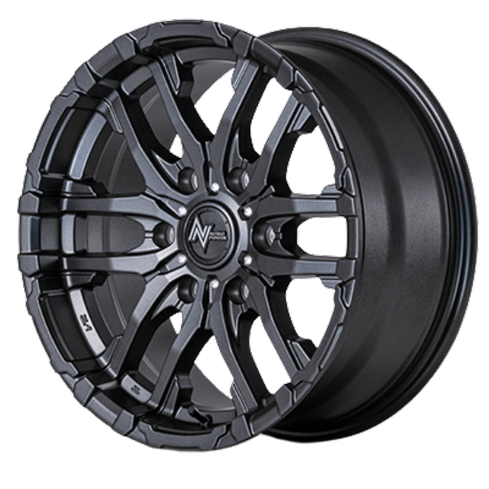 DUNLOP GRANDTREK AT5 195/80R15 96S Tire NITRO POWER M26 CROSSFANG Barrel Black Drilled 15 inch 6J+33 6H-139.7 Summer [o1202547684]