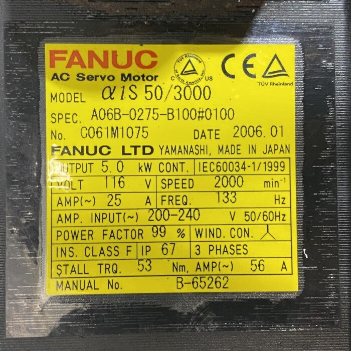 FANUC A06B-0275-B100#0100 AC Servo Motor [m1208169876]