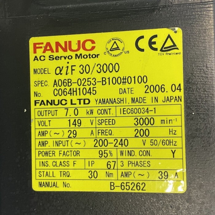 FANUC A06B-0253-B100#0100 Servo Motor [w1208173958]