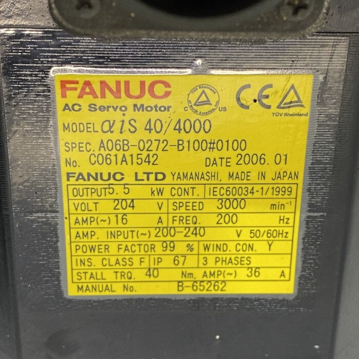 FANUC A06B-0272-B100#0100 AC Servo Motor [b1208578854]