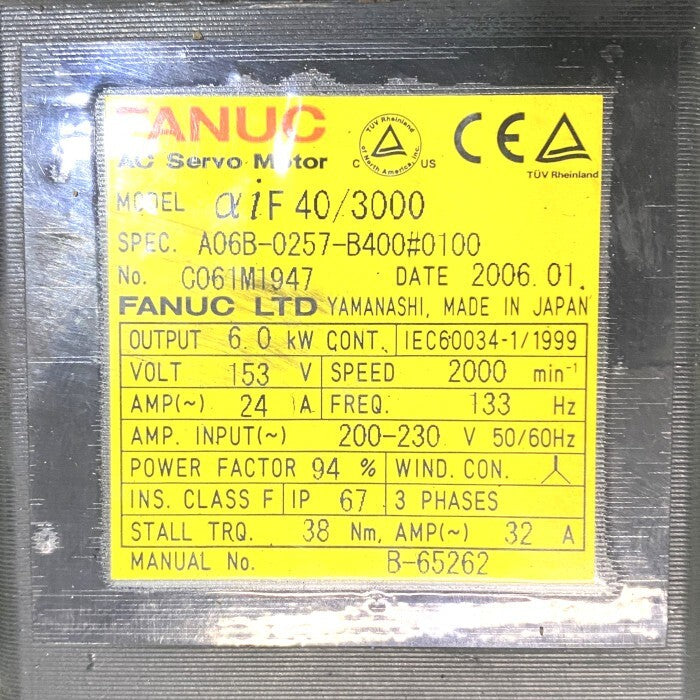 FANUC A06B-0257-B400#0100 AC Servo Motor [j1214950093]