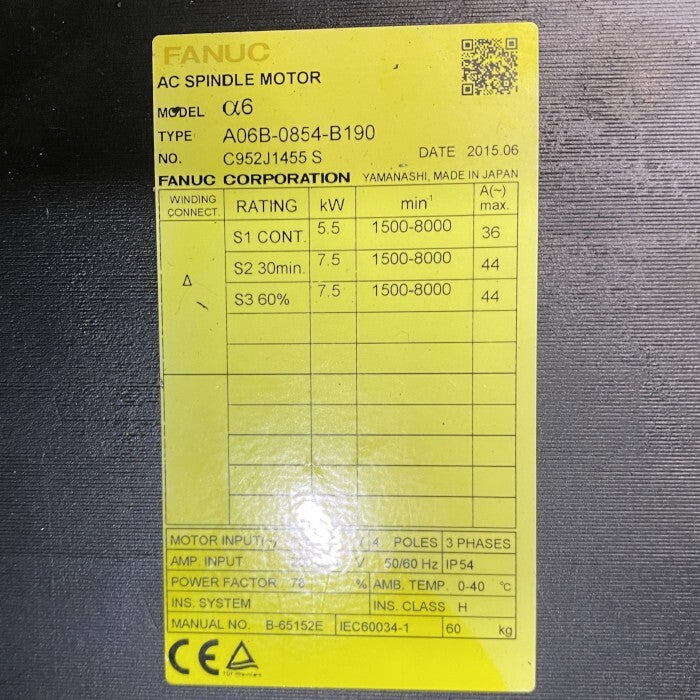 FANUC A06B-0854-B190 AC Spindle Motor [p1214954370]