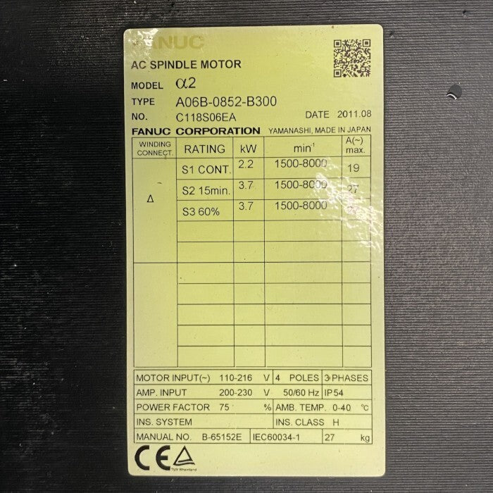 FANUC A06B-0852-B300 AC Spindle Motor [l1242956610]