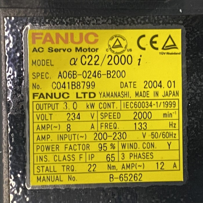 FANUC A06B-0246-B200 AC Servo Motor [g1242935294]