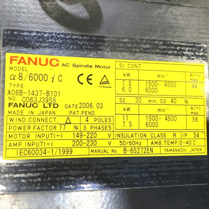 FANUC A06B-1437-B101 AC Spindle Motor [x1242939863]