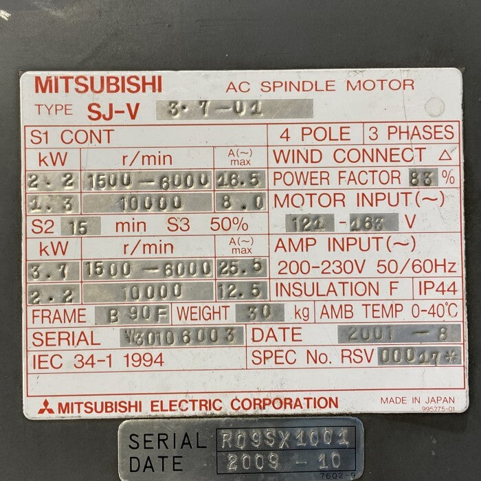 Mitsubishi Electric SJ-V3.7-01 AC Spindle Motor [v1242955057]