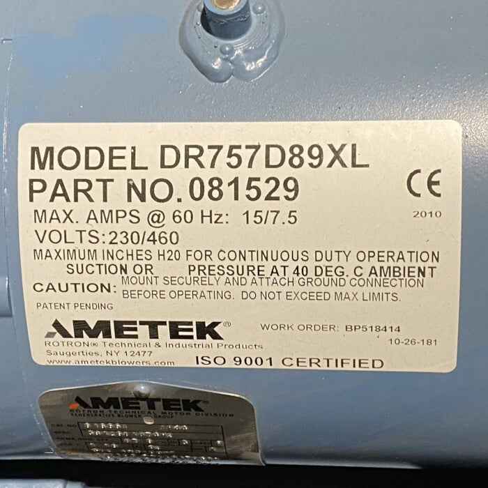Ametek DR757D89XL Regenerative Blower [1242946304]