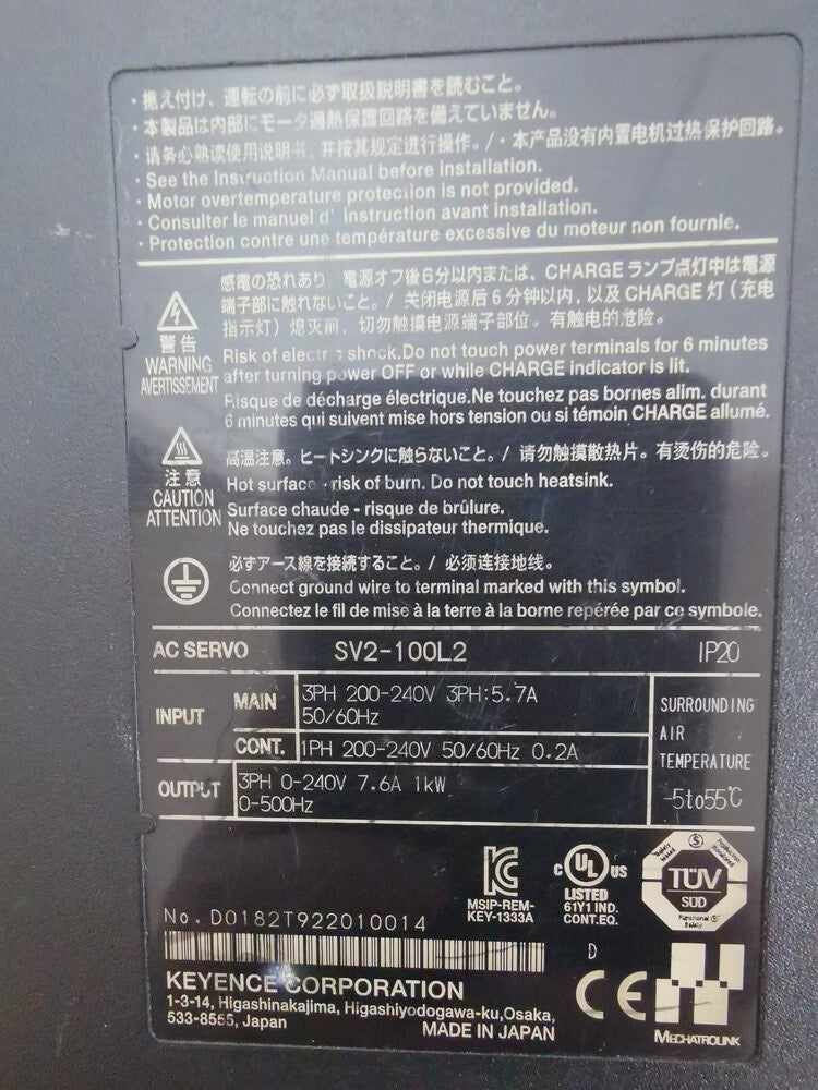 Keyence SV2-100L2 AC Servo System 1kW [p1177940382]