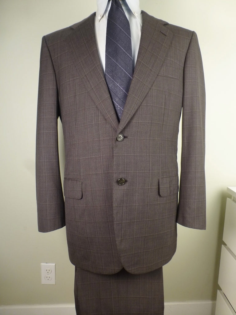 ◆Brioni suit 52R W88 Good condition Super150 Brown check PALATINO Brioni [t1197121729]