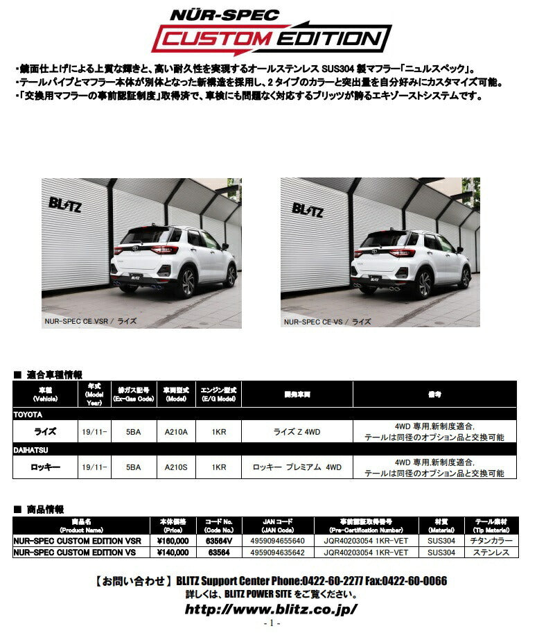 BLITZ A210S Muffler Stainless Steel NUR-SPEC CUSTOM EDITION [s1073849422]